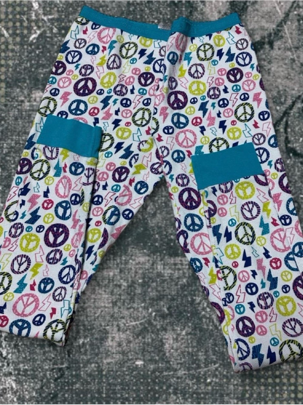 Y2K  Peace Sign Pajama Leggings Colorful Lightning Bolt Lounge Pants Scene Emo